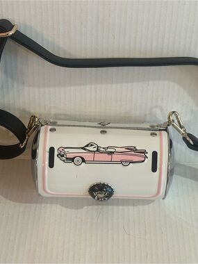 Little Earth Pink and White Convertible Car Cylinder Crossbody Bag